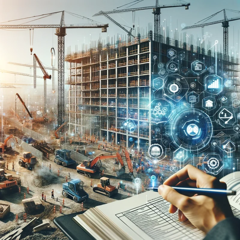 Organized construction site with timeline and planning tools emphasizing the importance of project scheduling