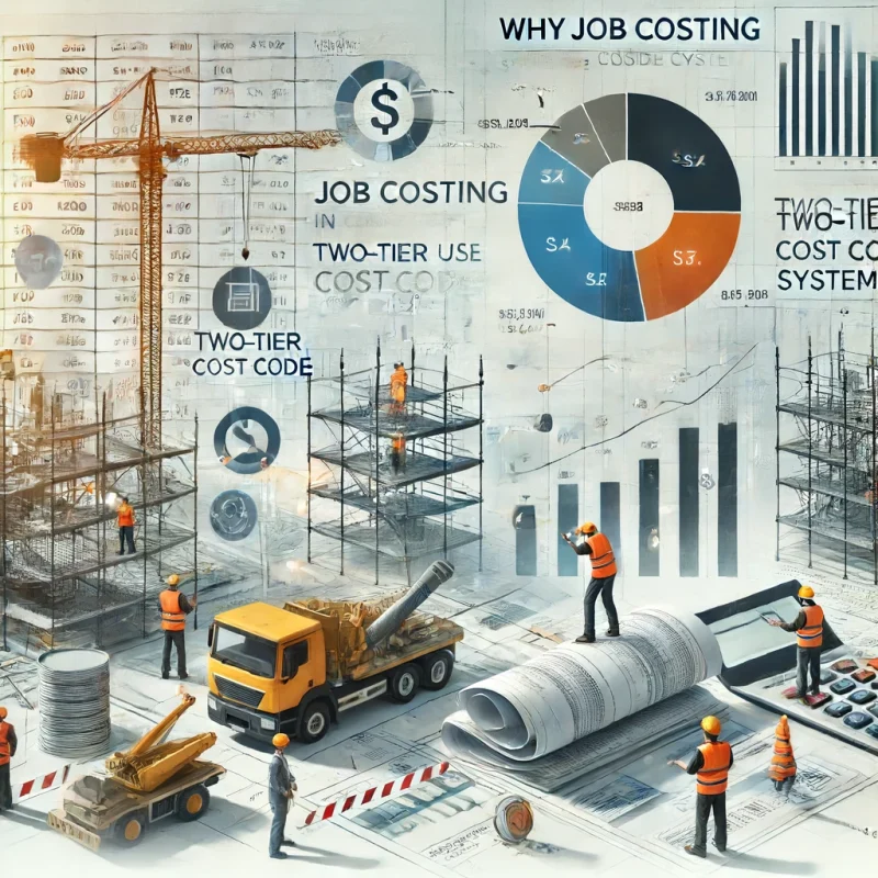 Job costing in construction with two-tier cost code system for better financial management.