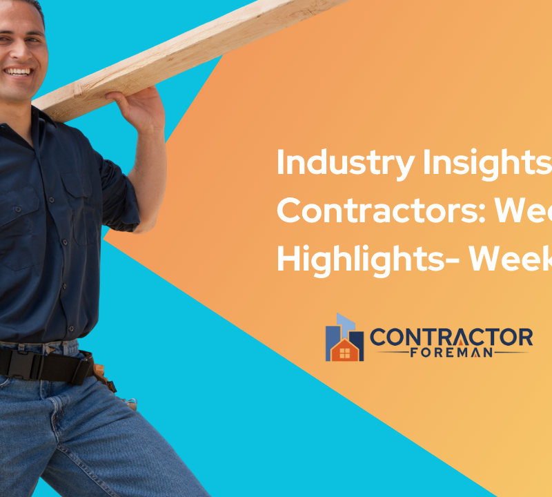 Weekly industry highlights graphic for contractors