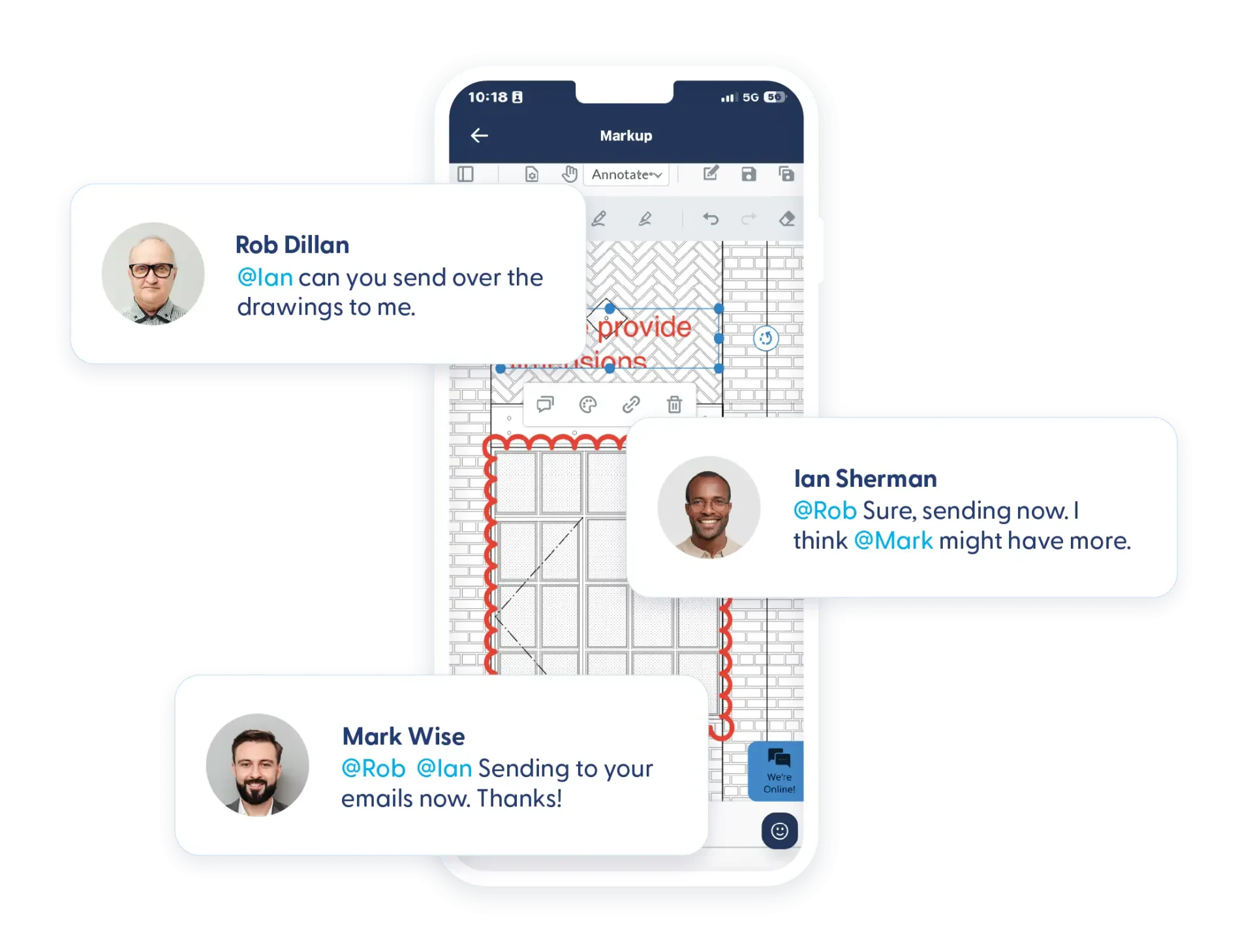 Using @mentions to notify a teammate in Contractor Foreman