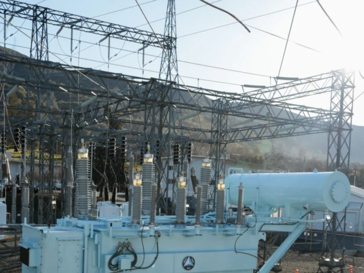 Electrical substation with transformers and power lines