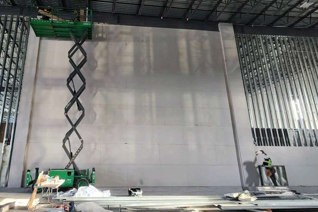 Industrial interior with polished resin flooring