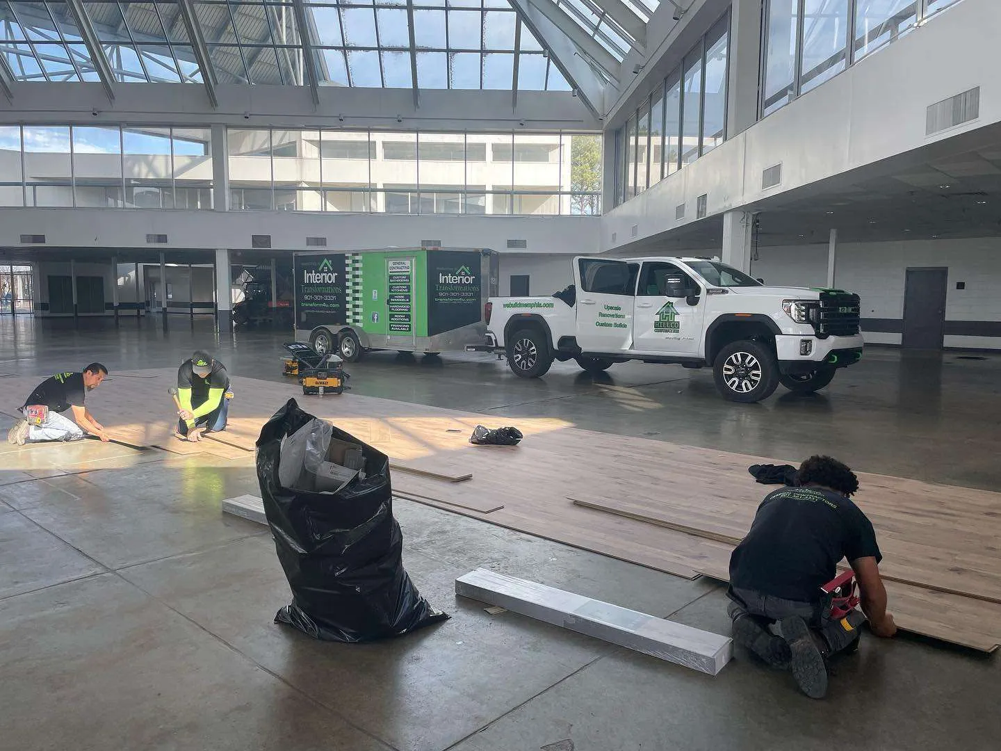 Interior of a completed commercial vehicle showroom