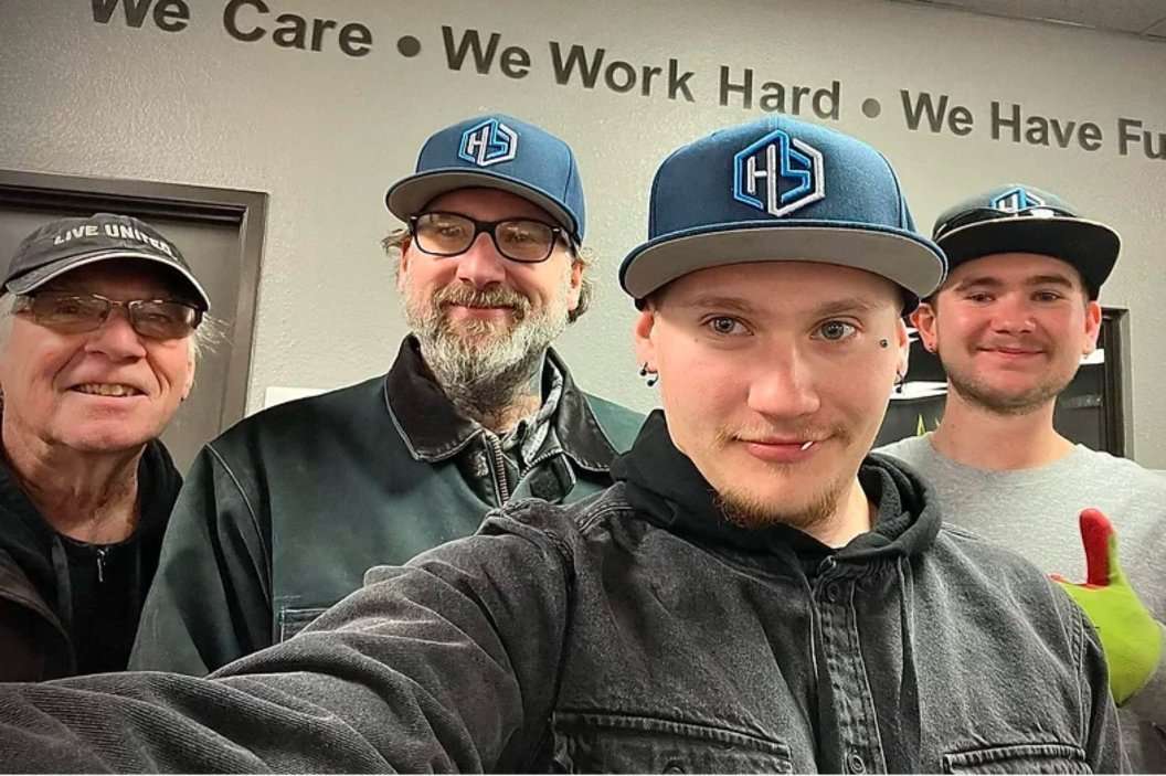 Construction team photographed on site