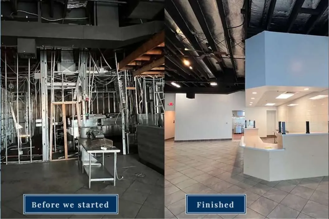 Before and after view of a refurbished commercial space