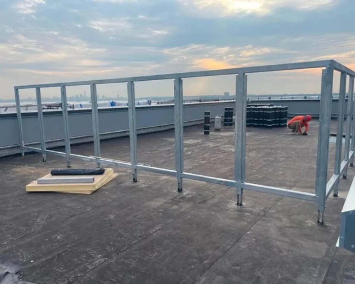 Structural steel and glazing on a rooftop