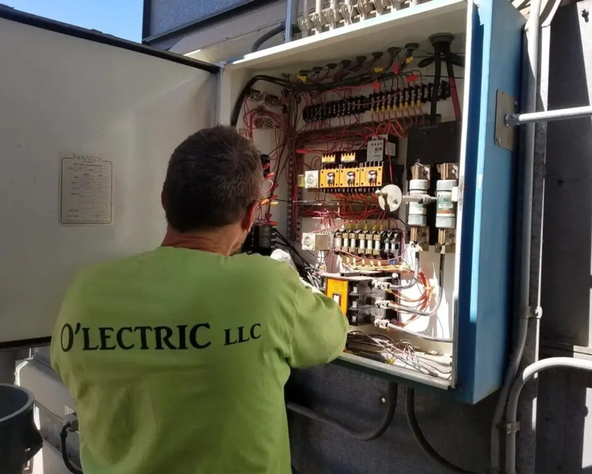 Electrician working on a shop fit-out