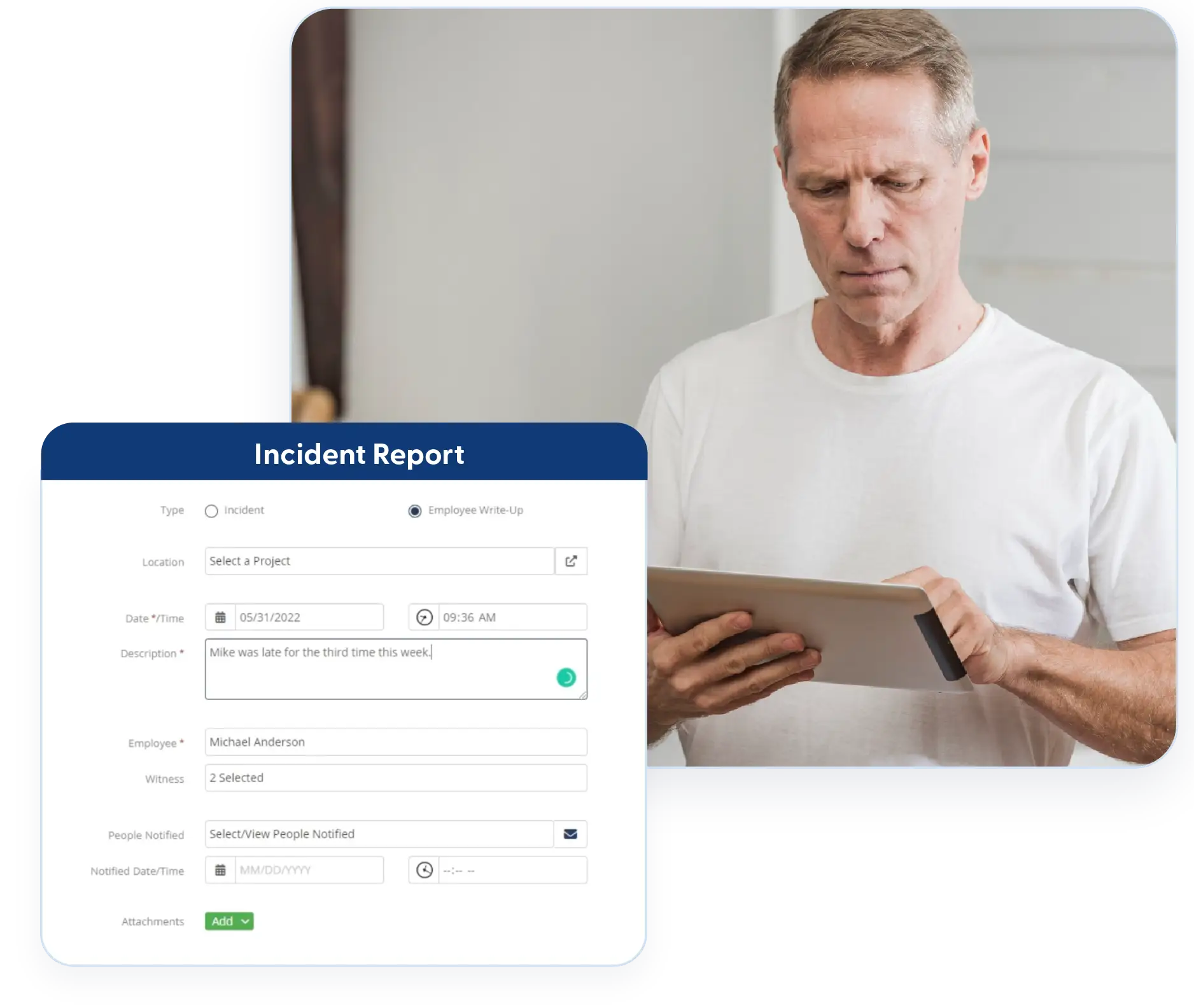 Managing incident reports on a construction project