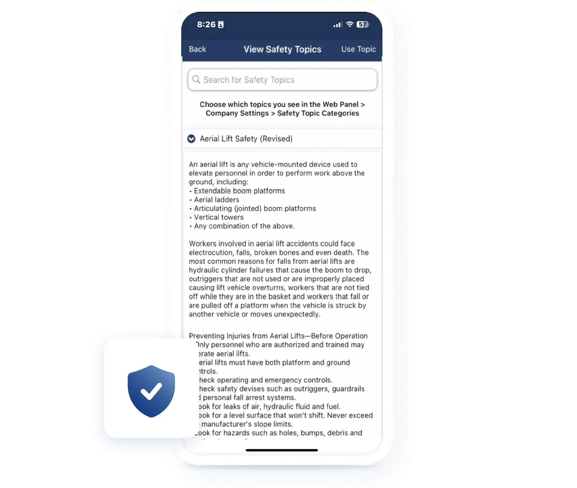 Safety meetings tools inside the Contractor Foreman app