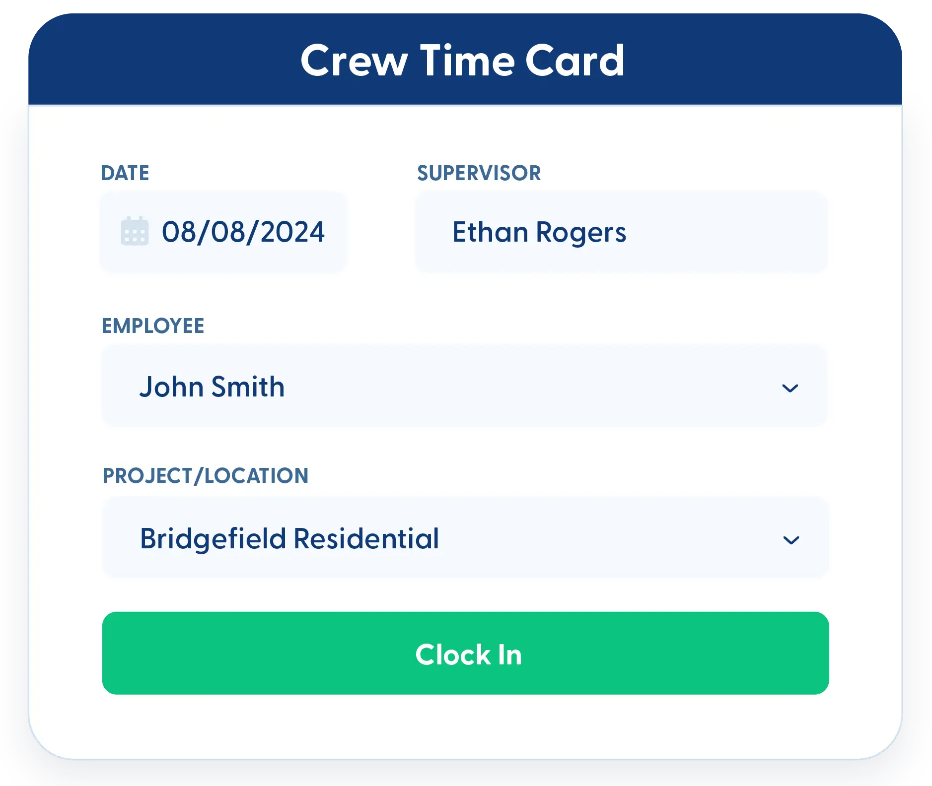 Time cards in Contractor Foreman
