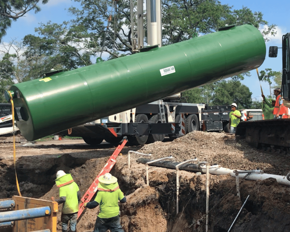 Large pipe section being lifted into position