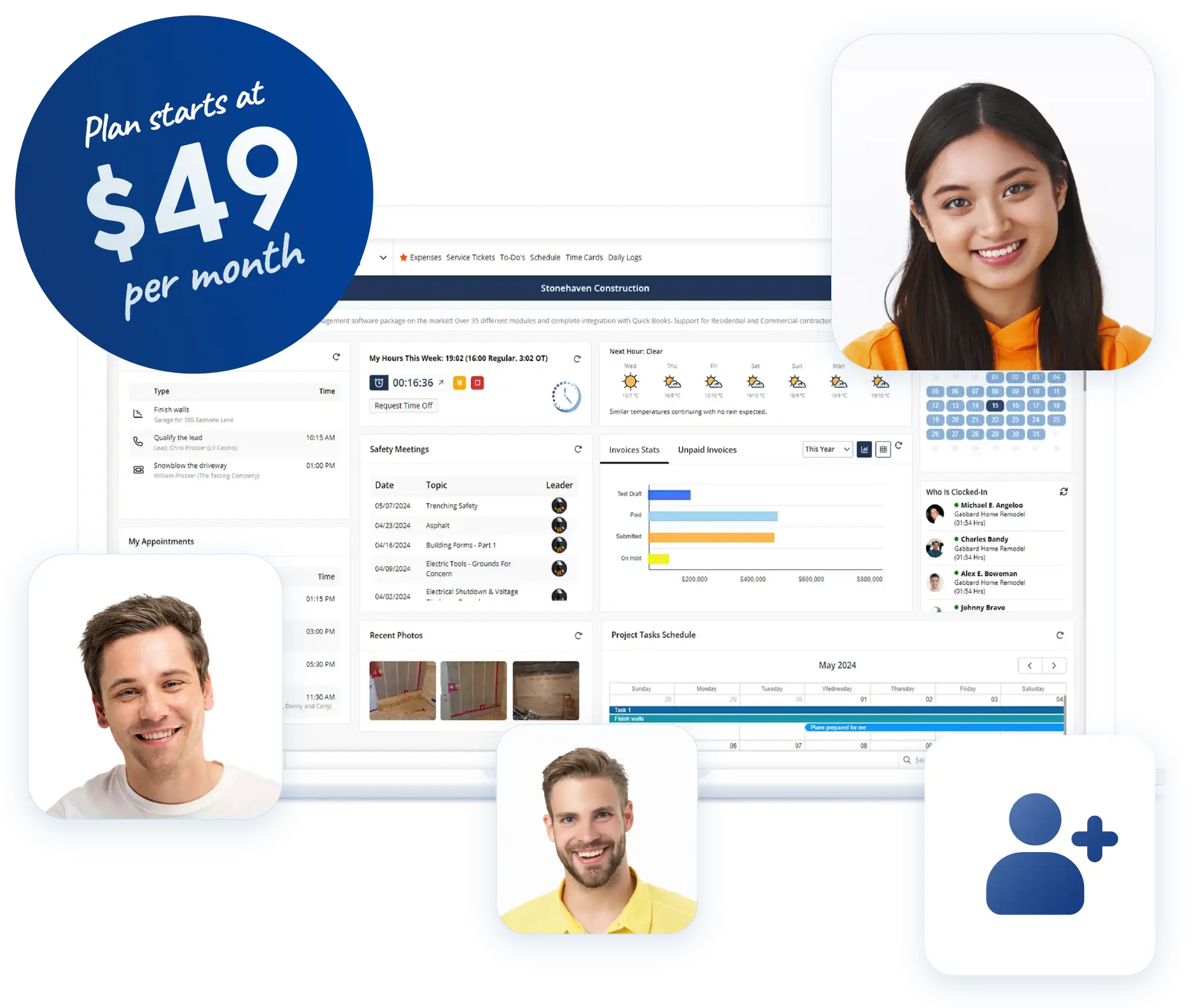 Adding team members to a Contractor Foreman plan from $49 per month
