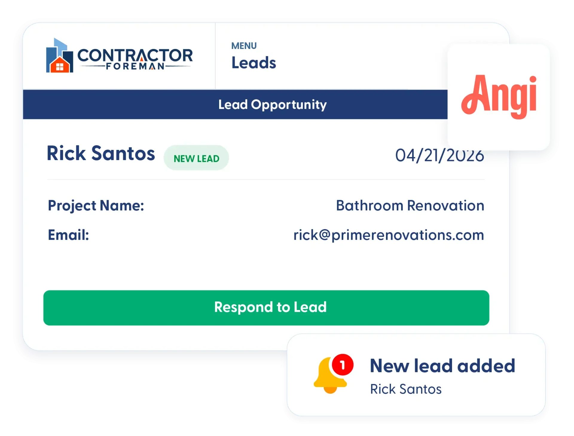 Contractor Foreman leads screen