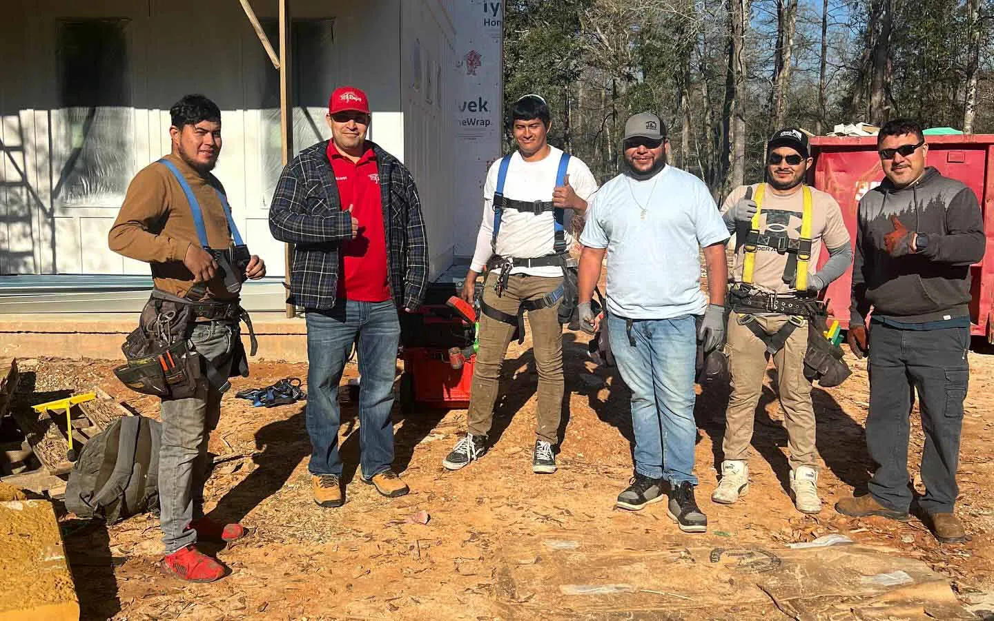 Construction crew photographed together on site