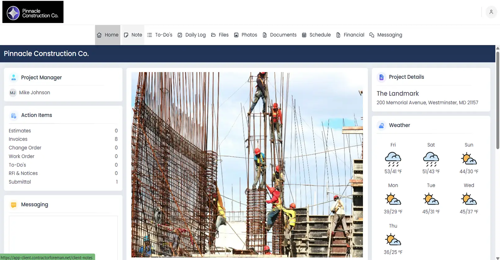 Client portal in Contractor Foreman