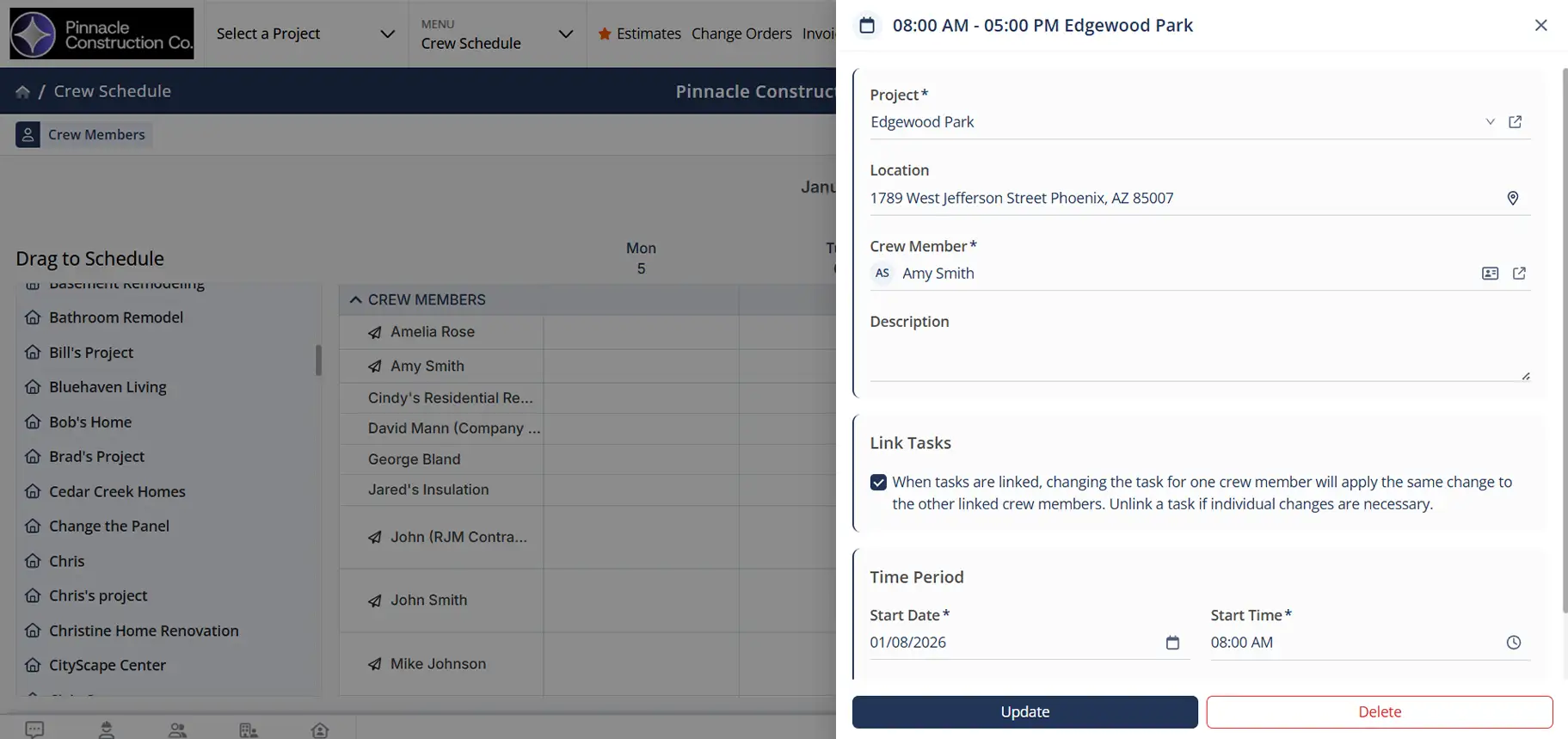 Scheduling organised in one place