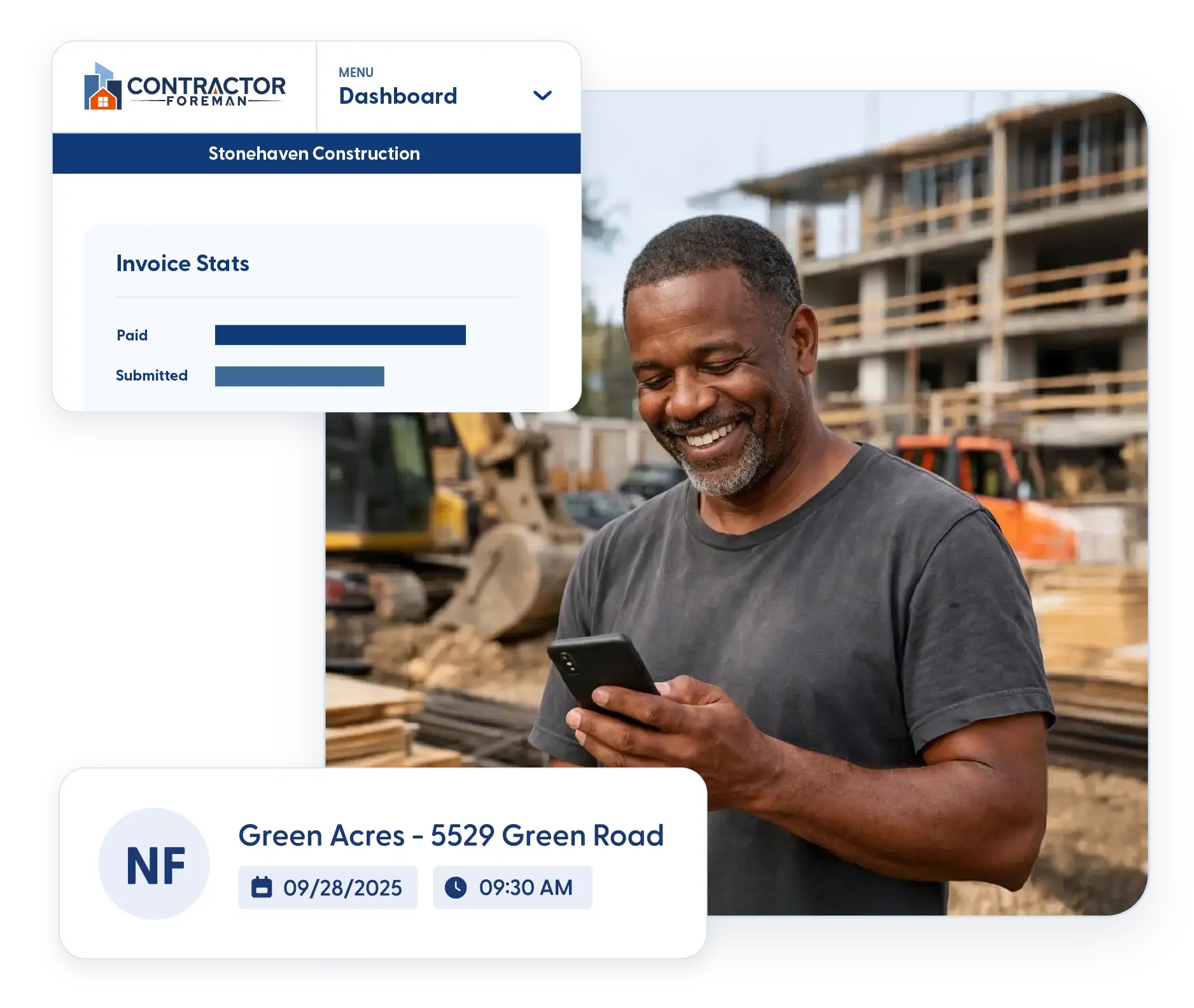Contractor Foreman displaying CRM