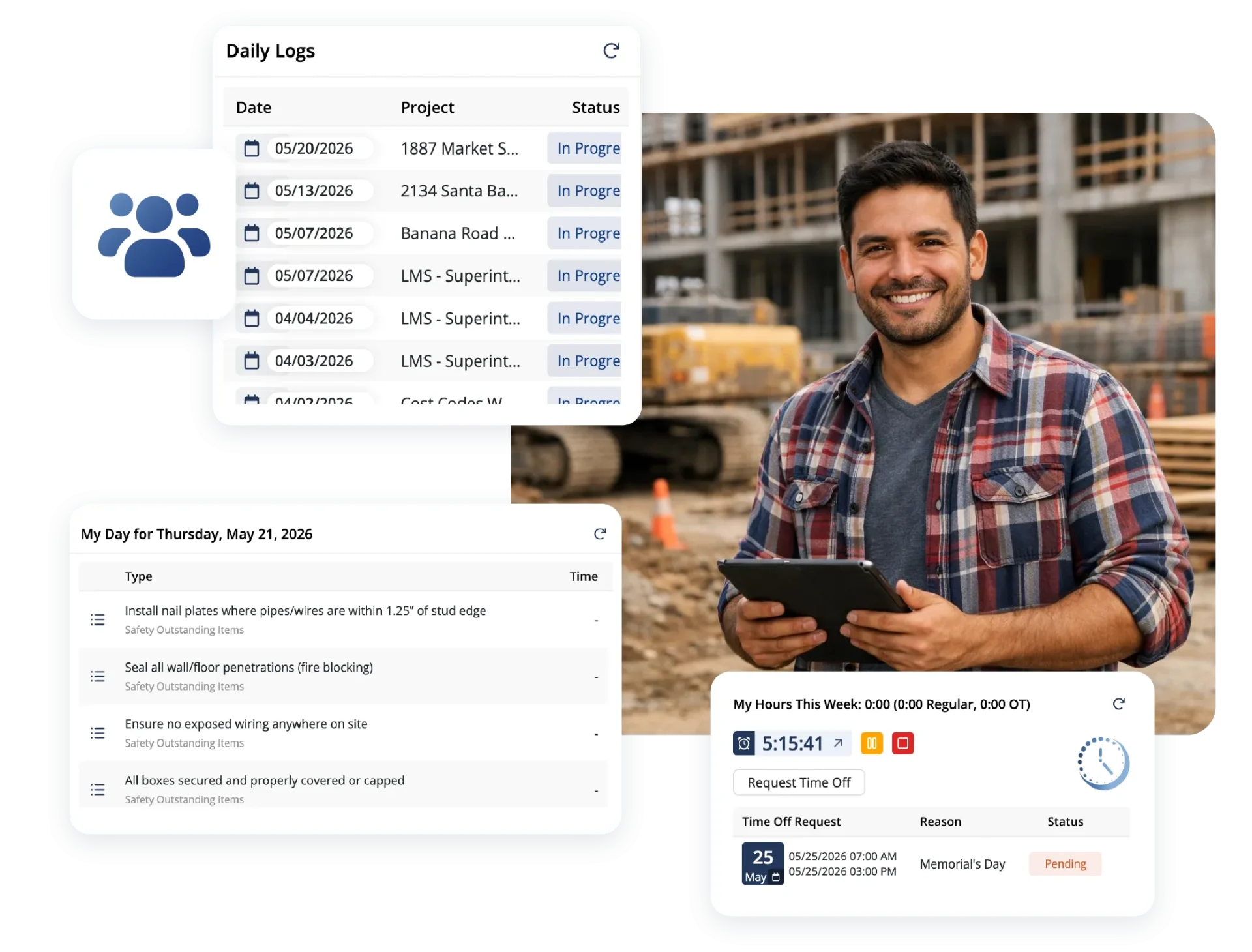Contractor Foreman displaying dashboard