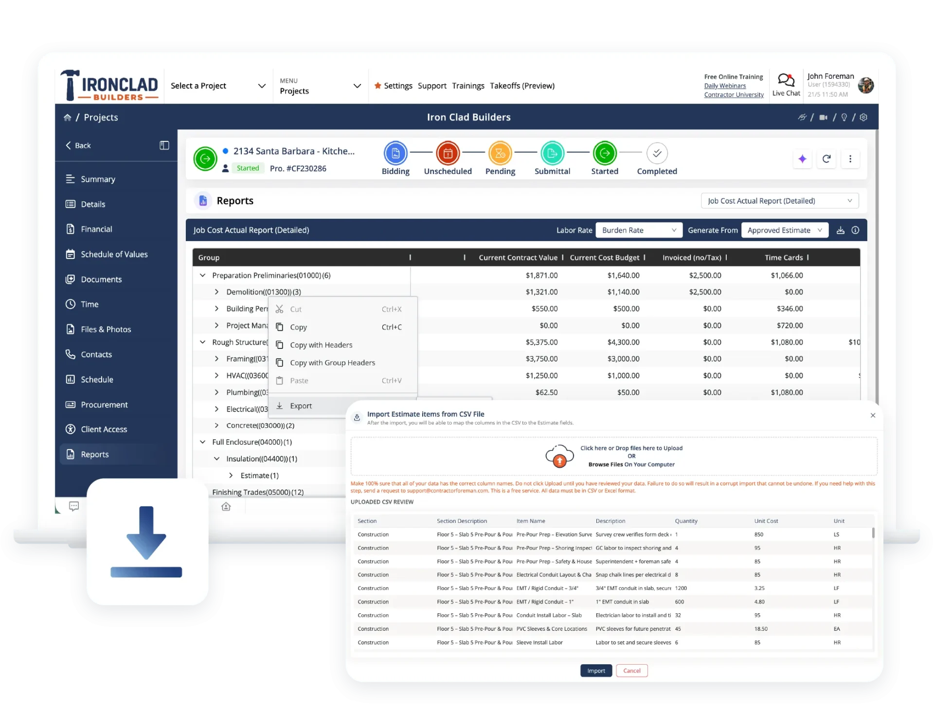 Construction CRM tracked in Contractor Foreman