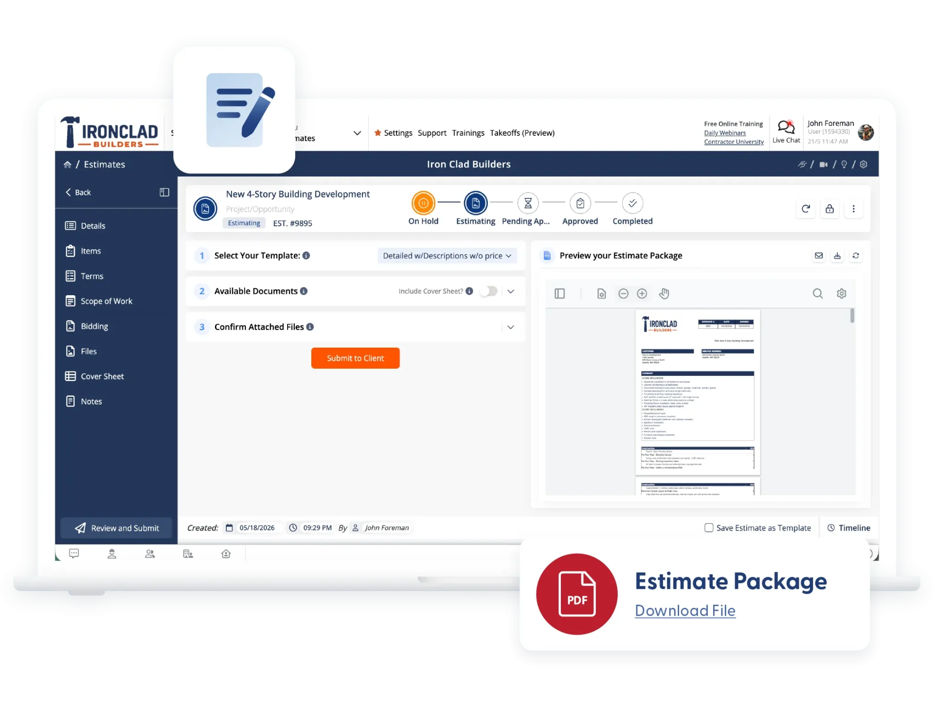 Close-up of CRM in Contractor Foreman