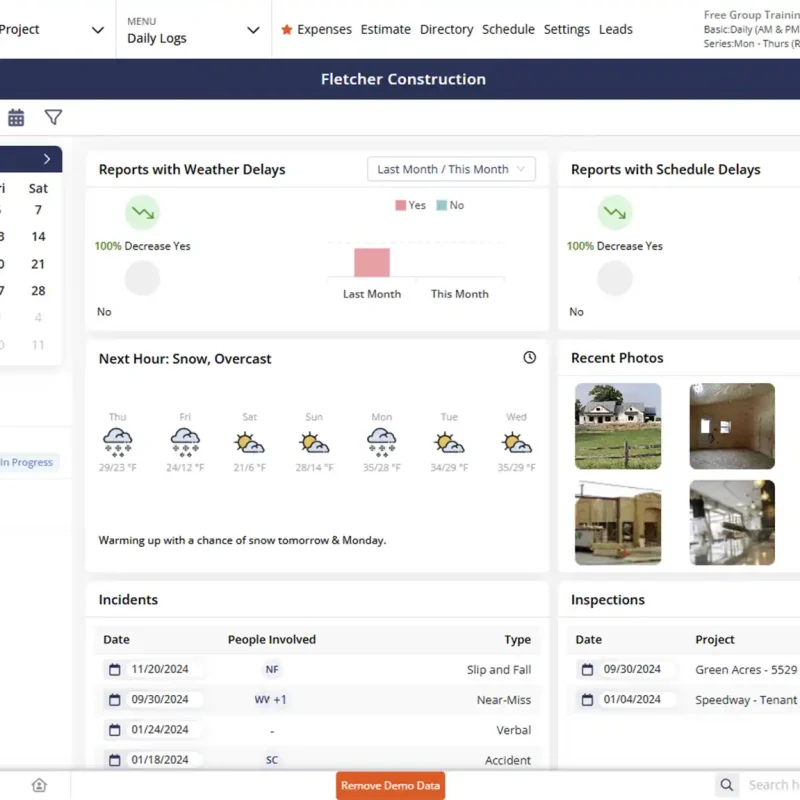 Contractor Foreman daily logs screen
