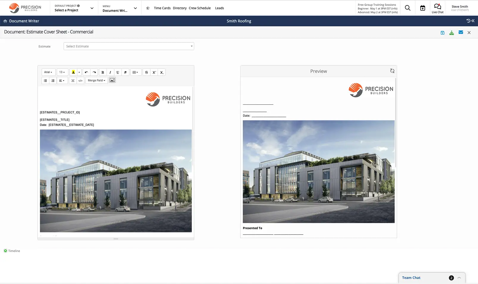 Construction document management tracked in Contractor Foreman
