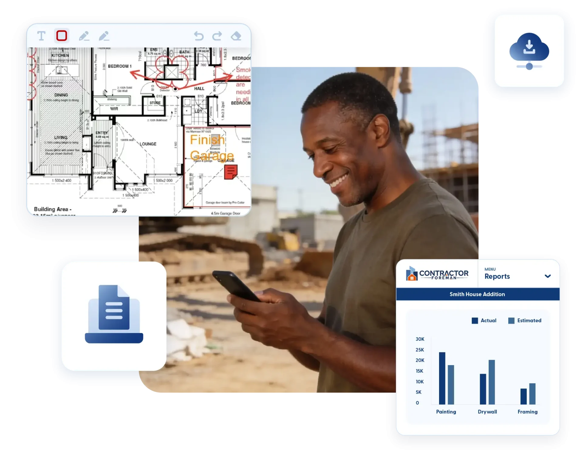 Contractor Foreman document management screen