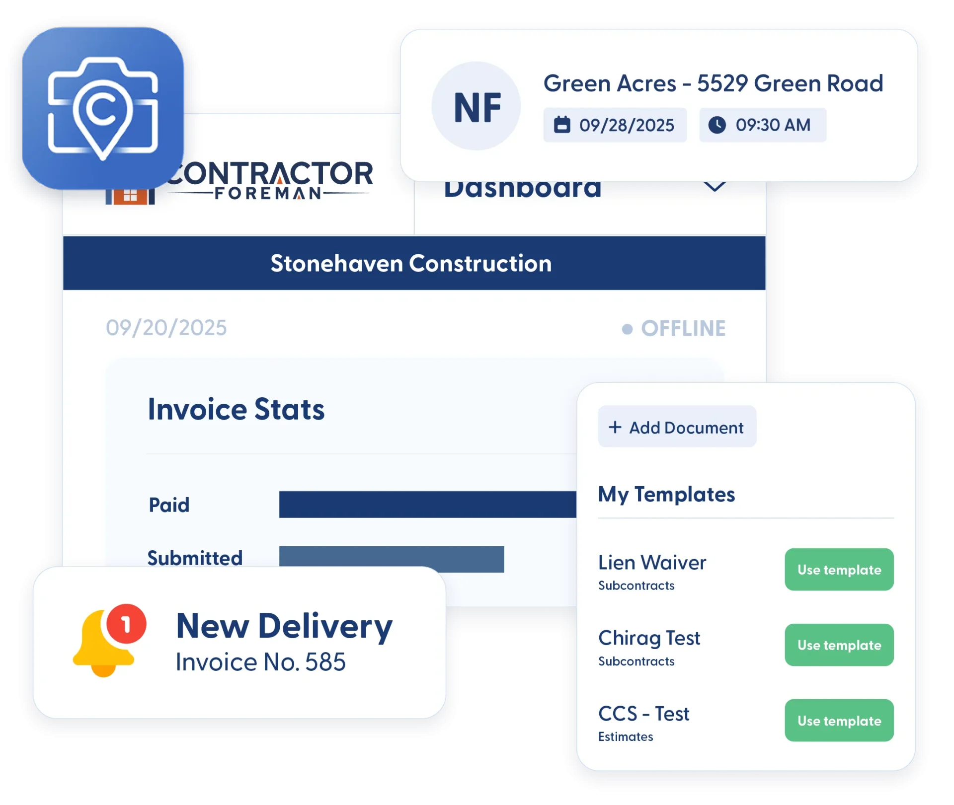 Daily log entry screen in Contractor Foreman