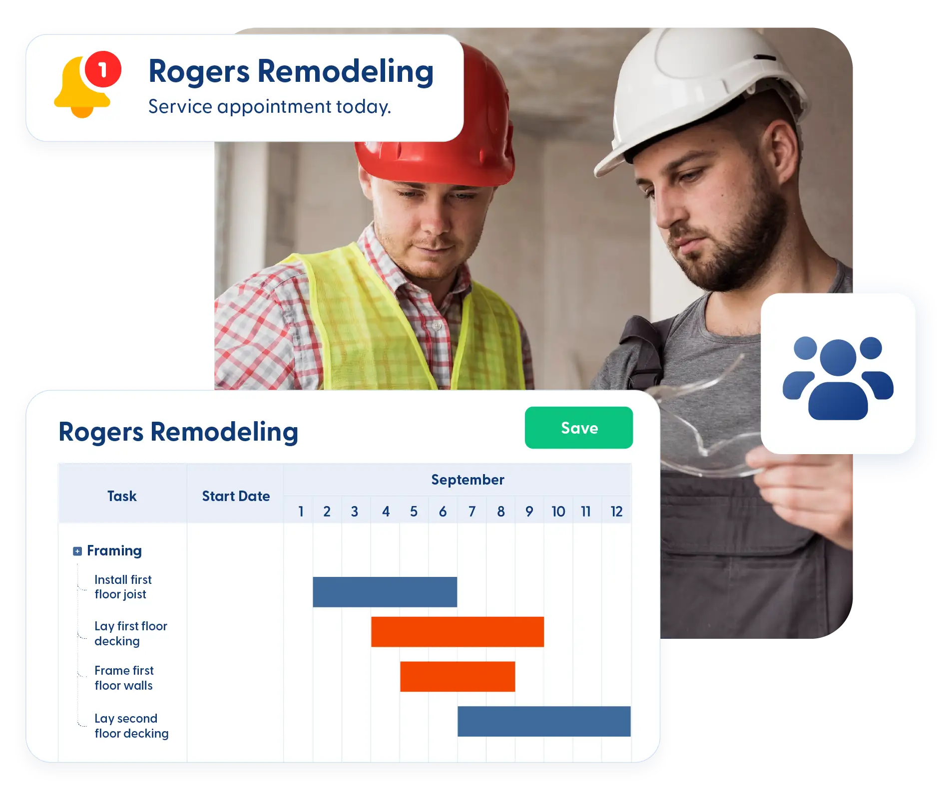 Gantt chart in Contractor Foreman