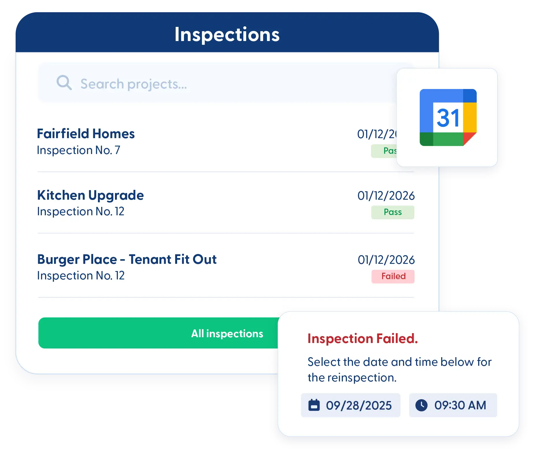 Contractor Foreman calendar screen