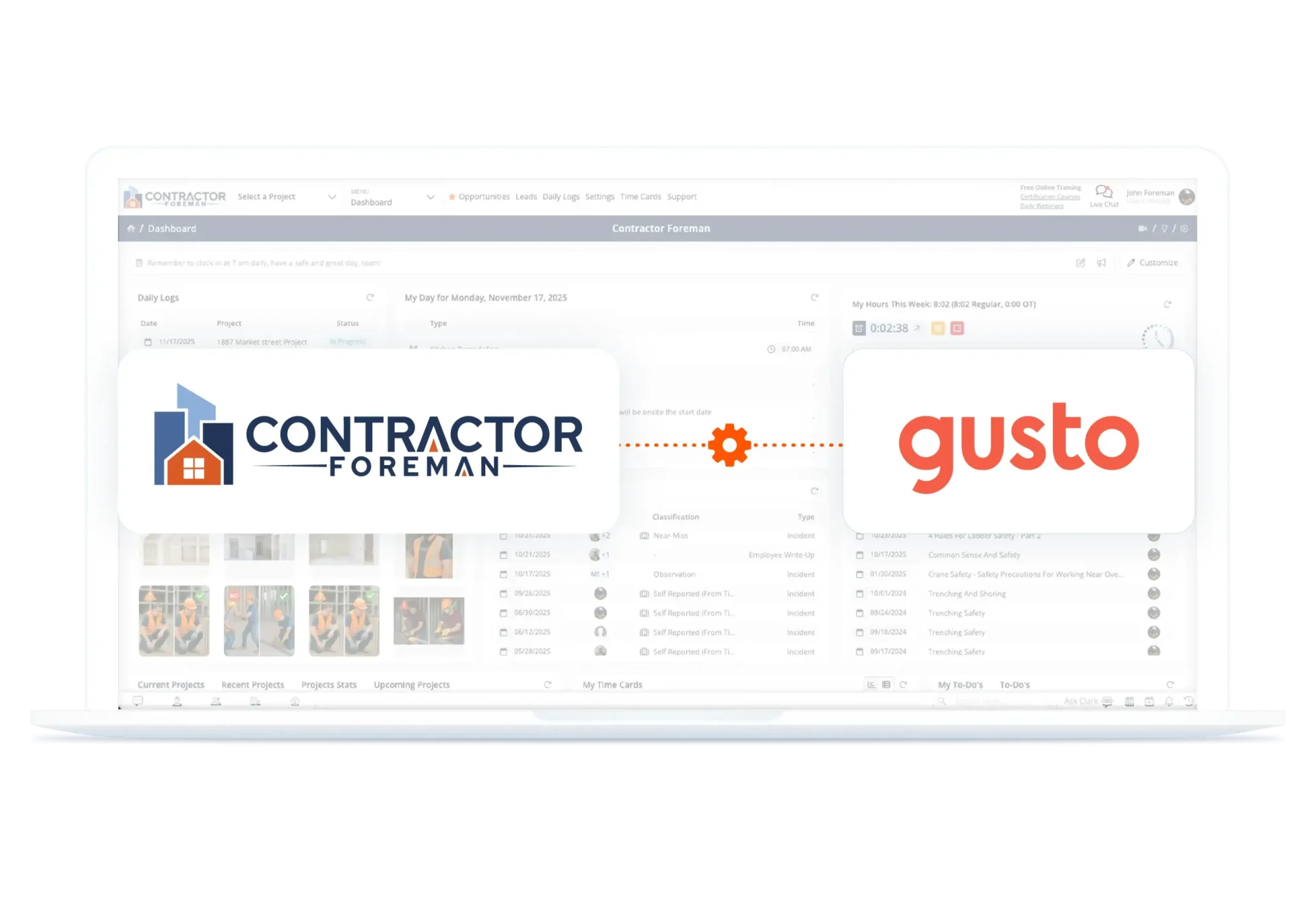 Gusto integration in Contractor Foreman