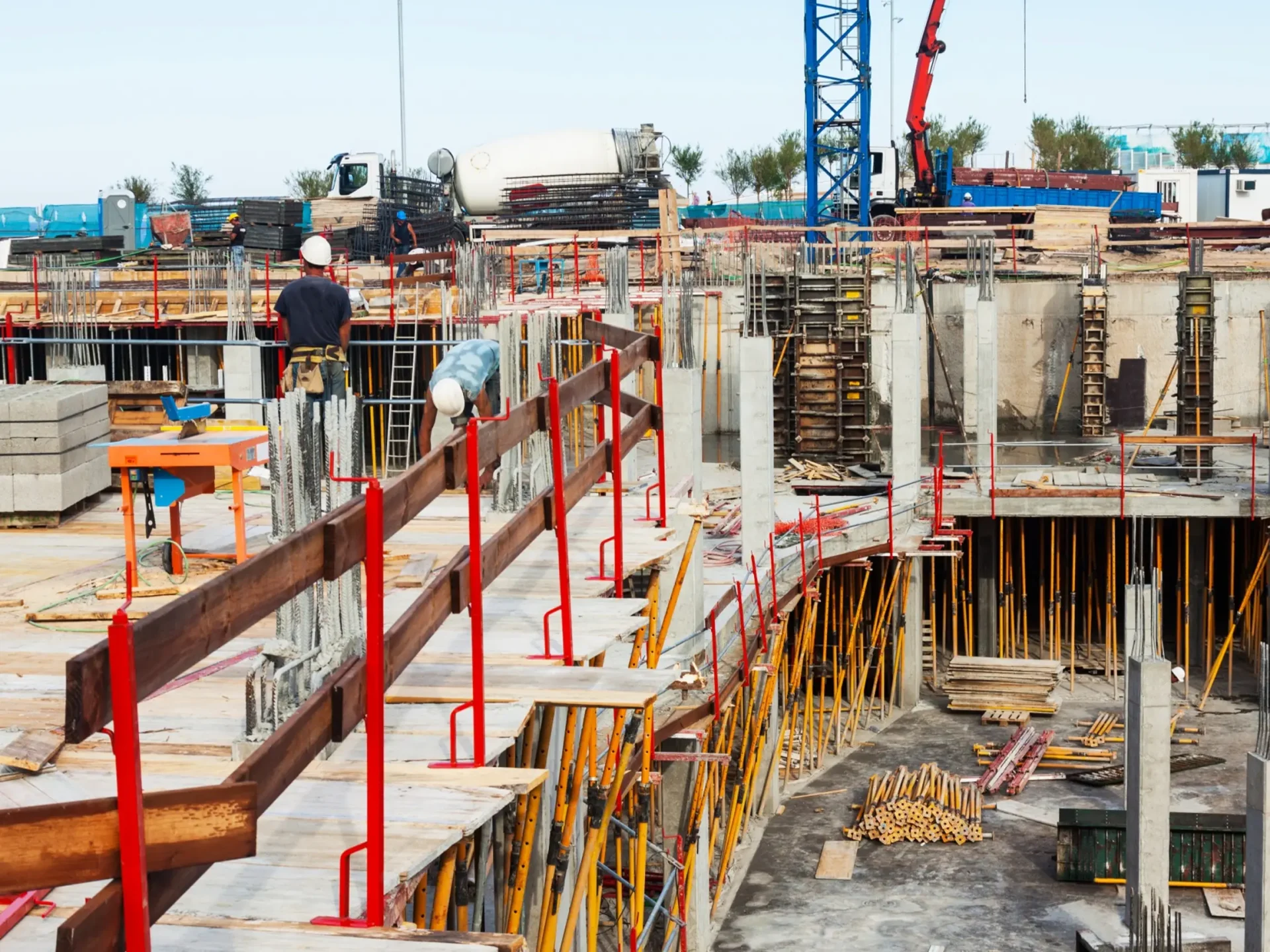 Concrete and steel structure under construction