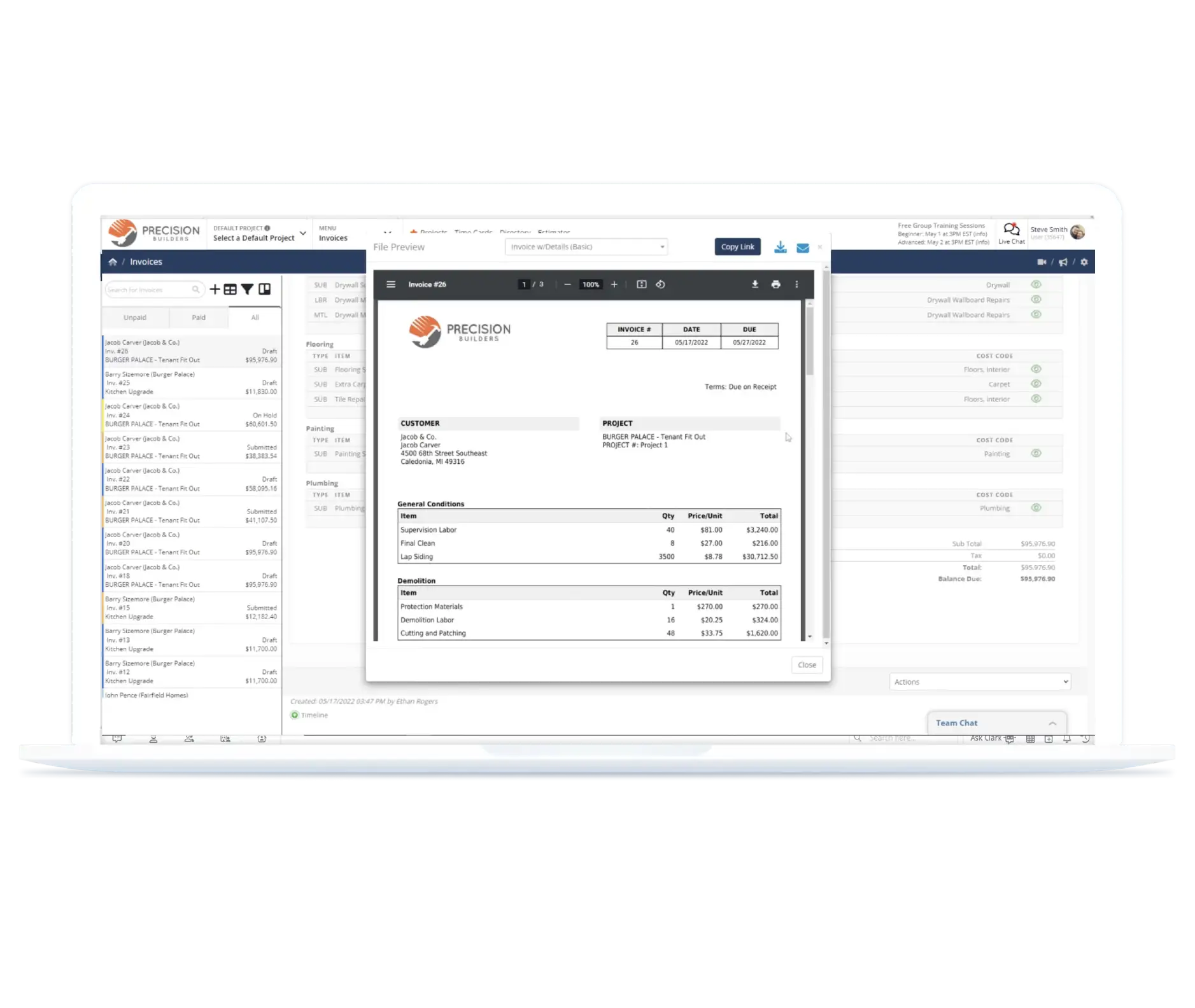 Setting tax rates for invoices in Contractor Foreman