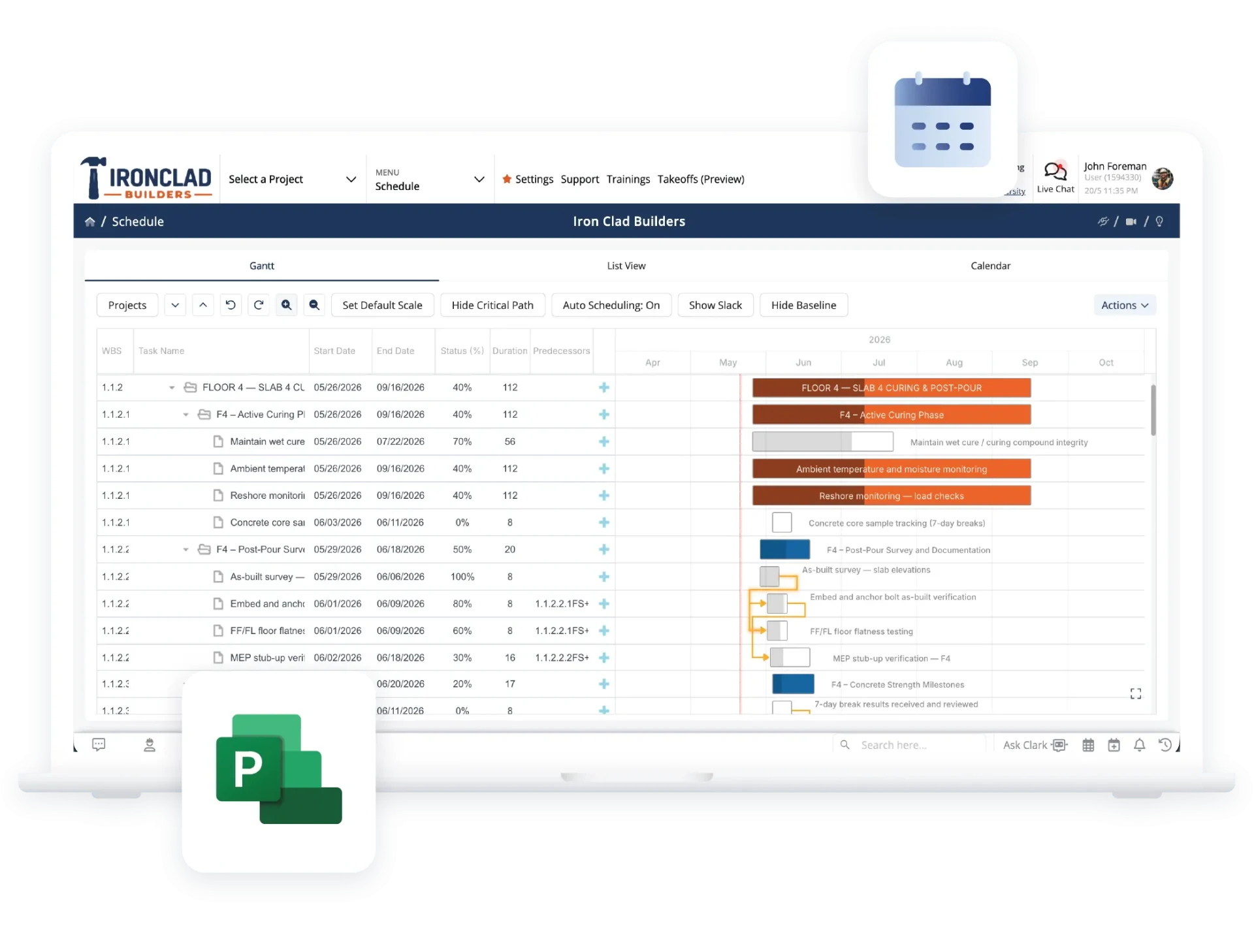 Integrations supporting large construction projects