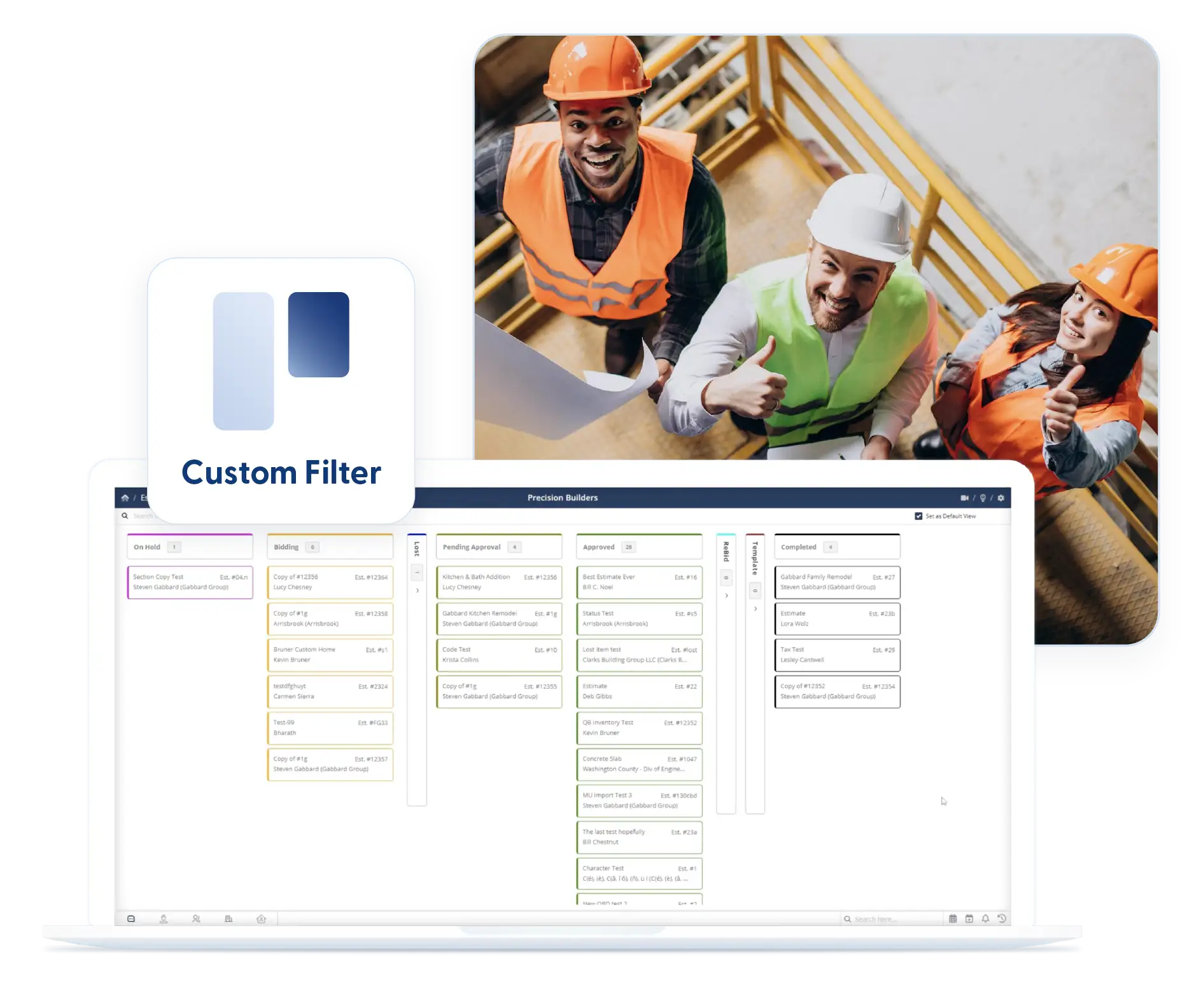 Kanban project board in Contractor Foreman