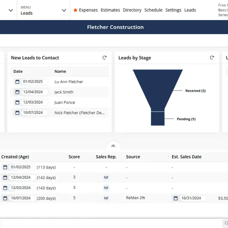Managing leads on a construction project
