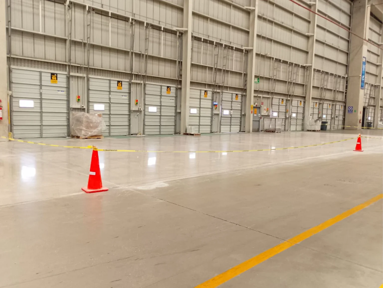 Warehouse with a newly finished resin floor