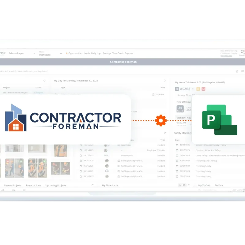 Contractor Foreman connected to Microsoft Project