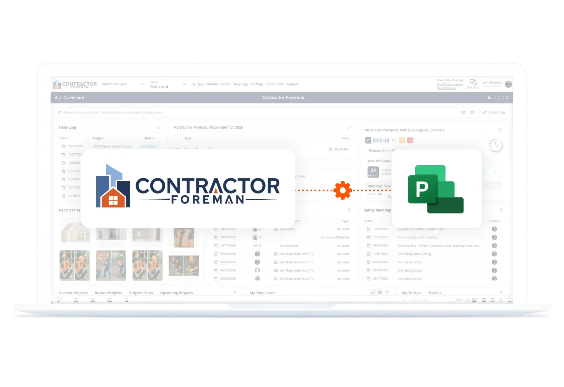 Contractor Foreman connected to Microsoft Project