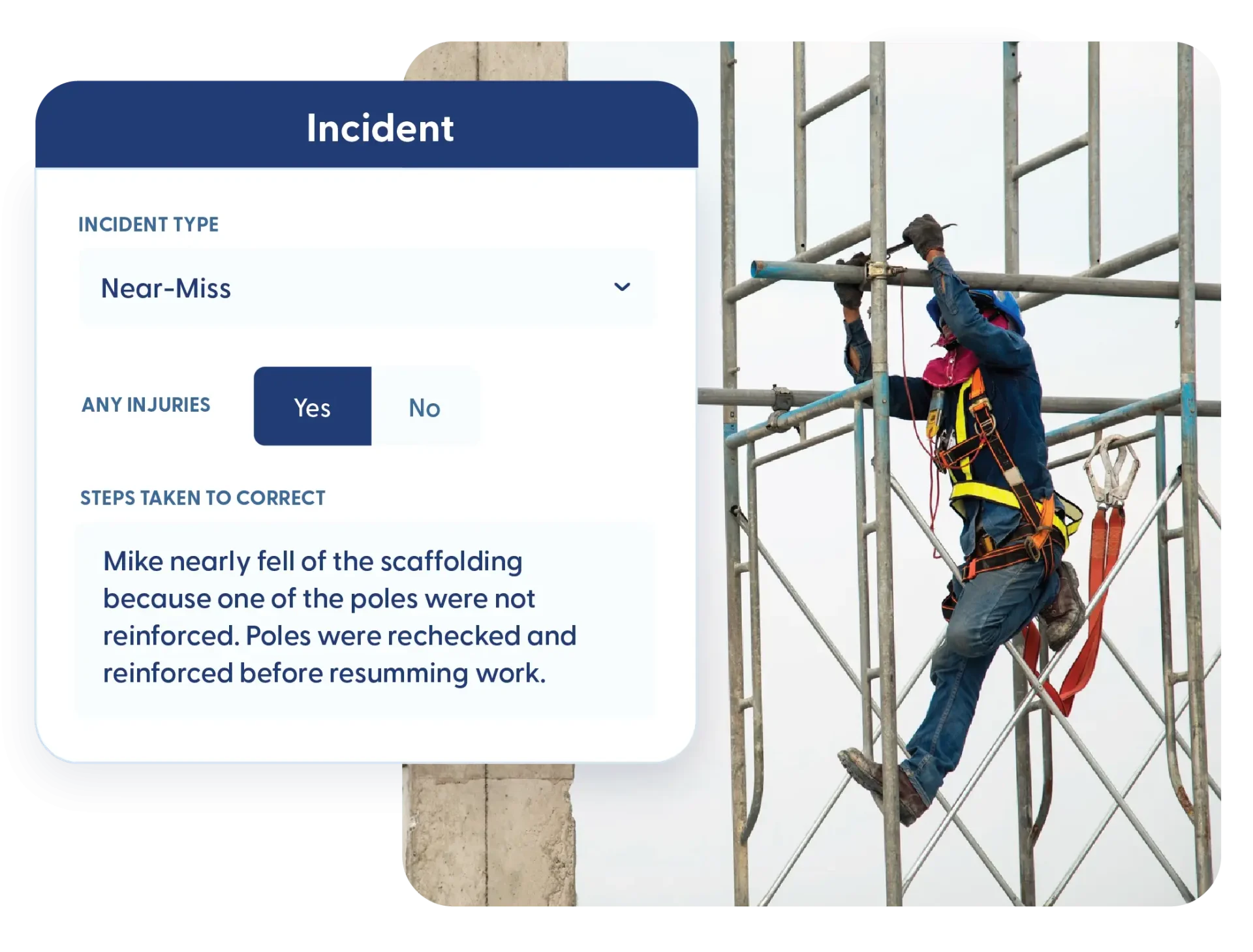 Incident reports tools inside the Contractor Foreman app