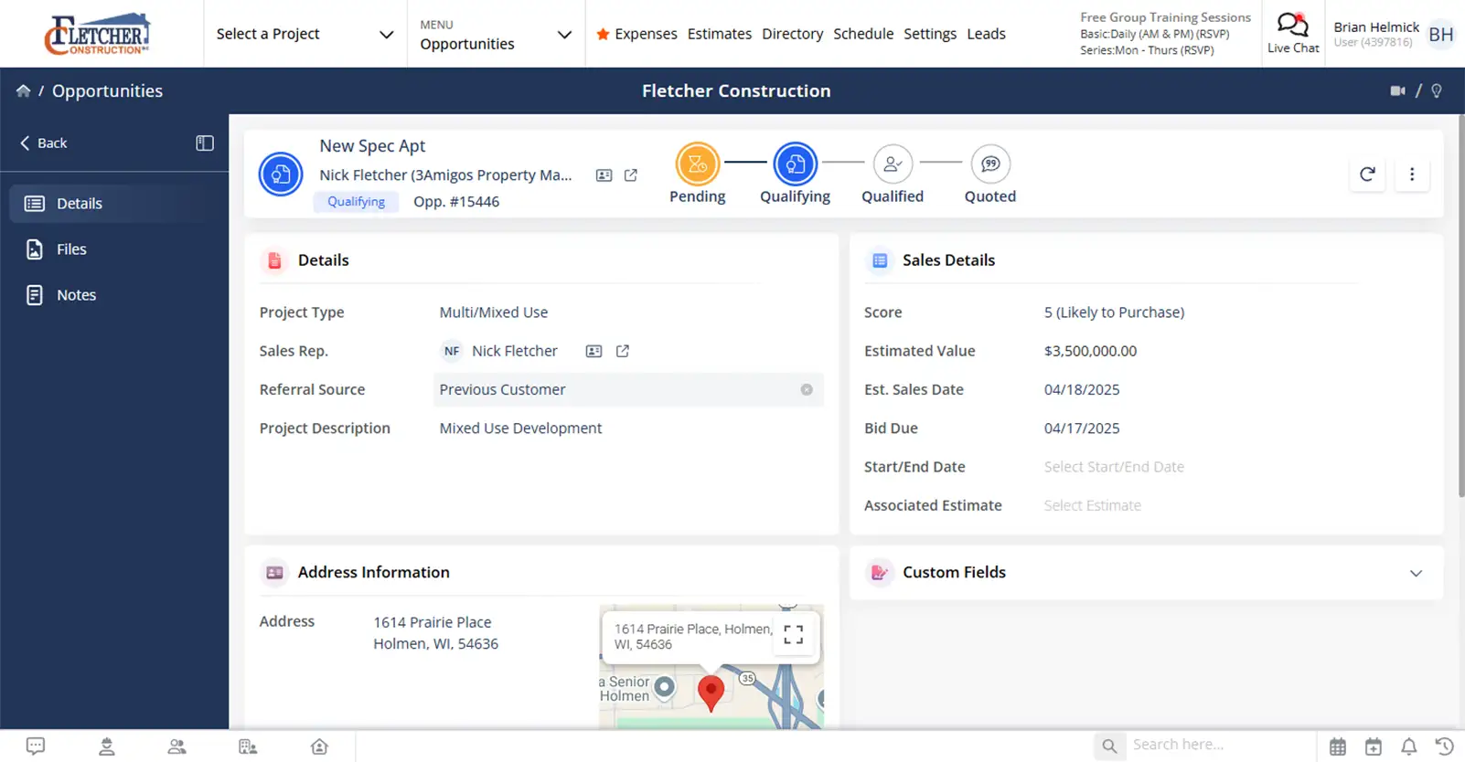 Contractor Foreman opportunities screen
