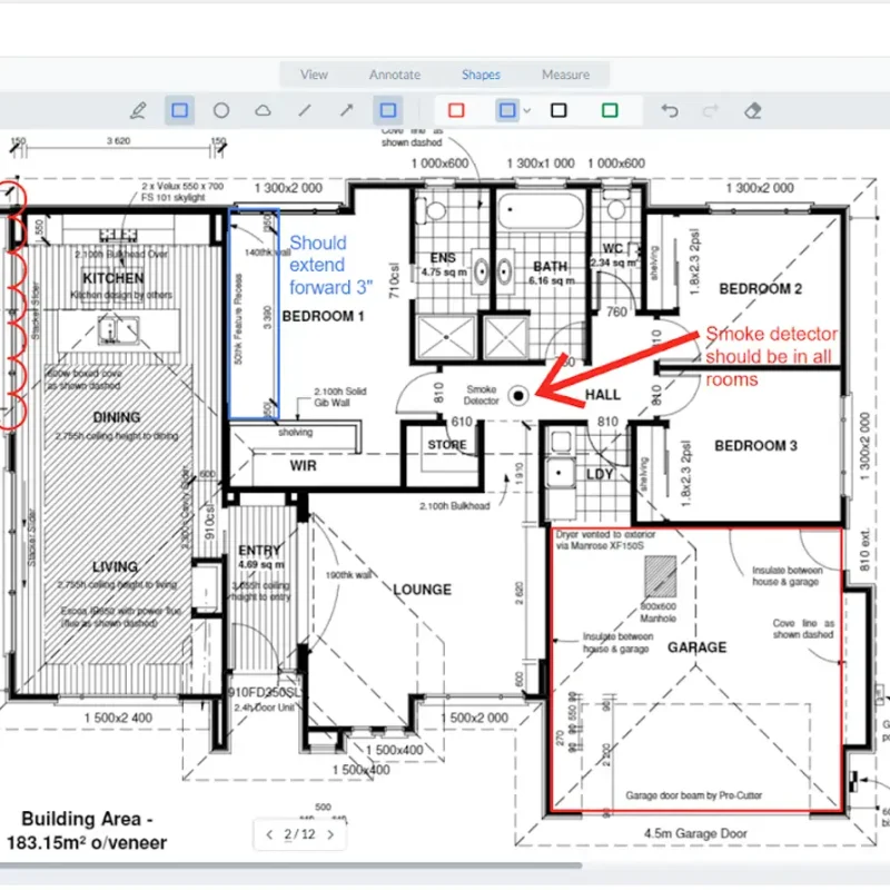 Contractor Foreman PDF markup screen