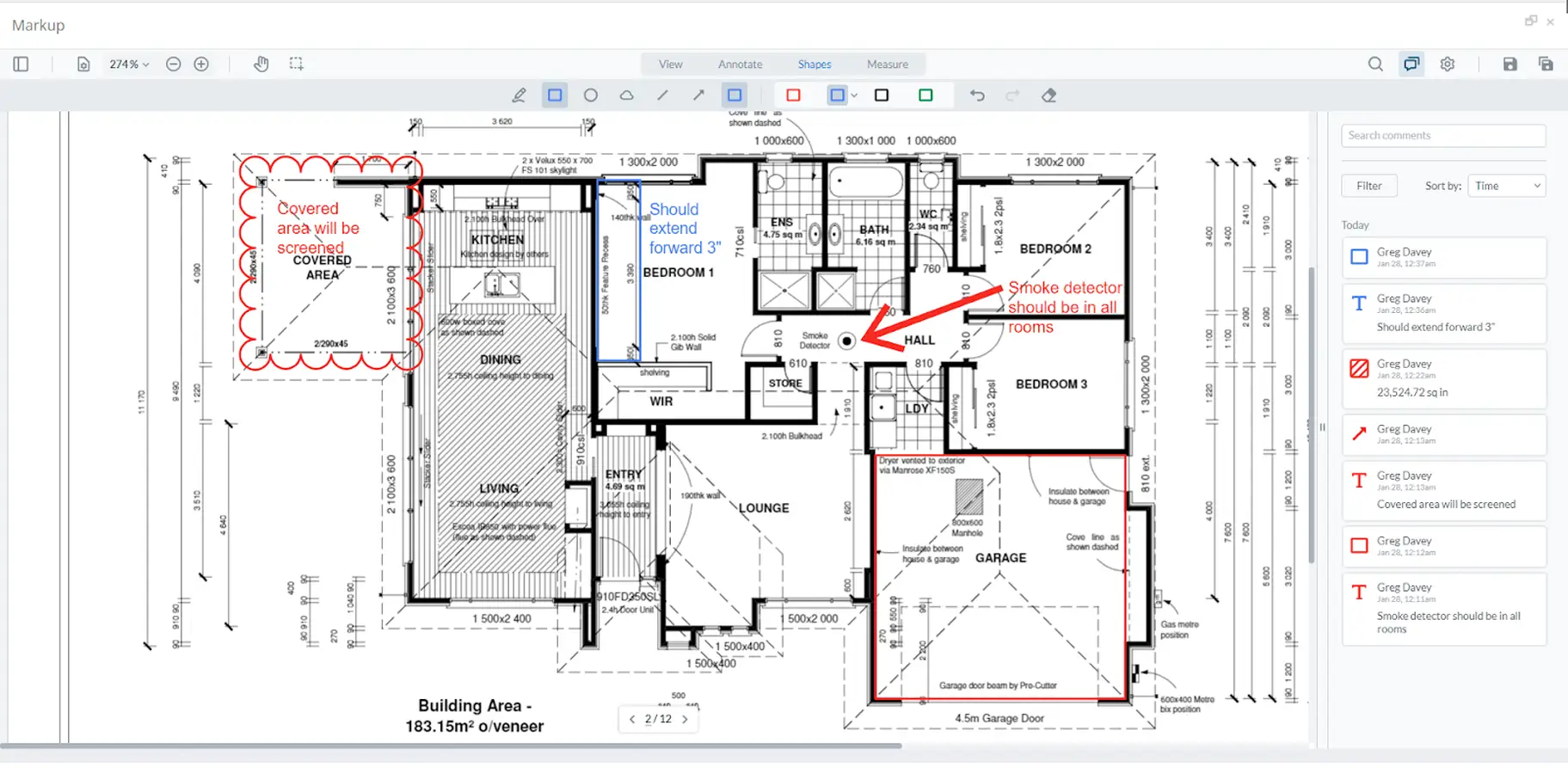 Contractor Foreman PDF markup screen