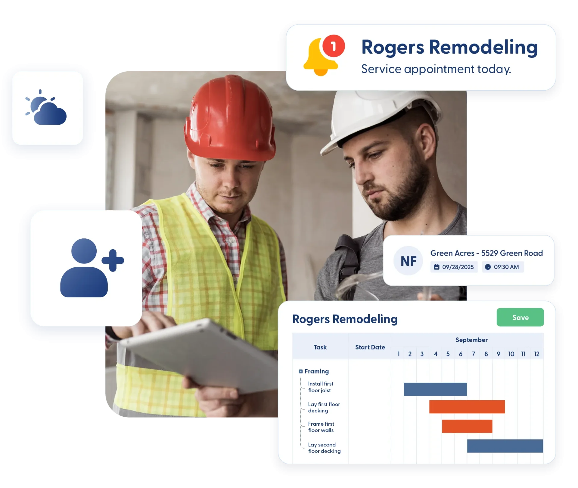 Project management dashboard in Contractor Foreman