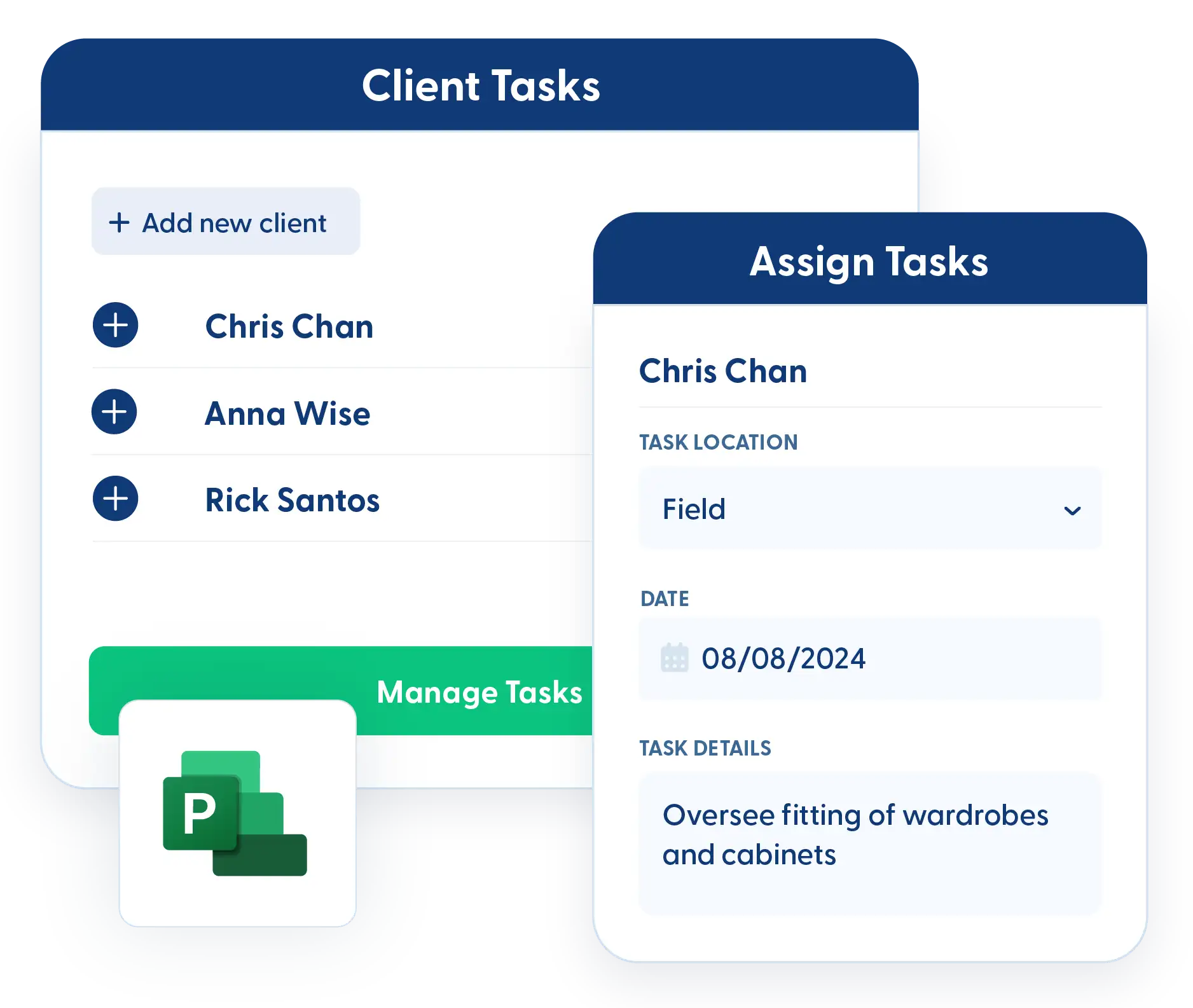 Assigning tasks to a client in Contractor Foreman
