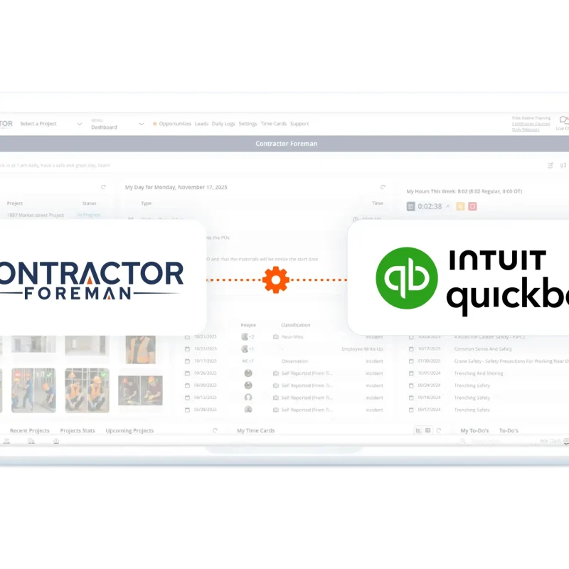 QuickBooks integration tools inside the Contractor Foreman app