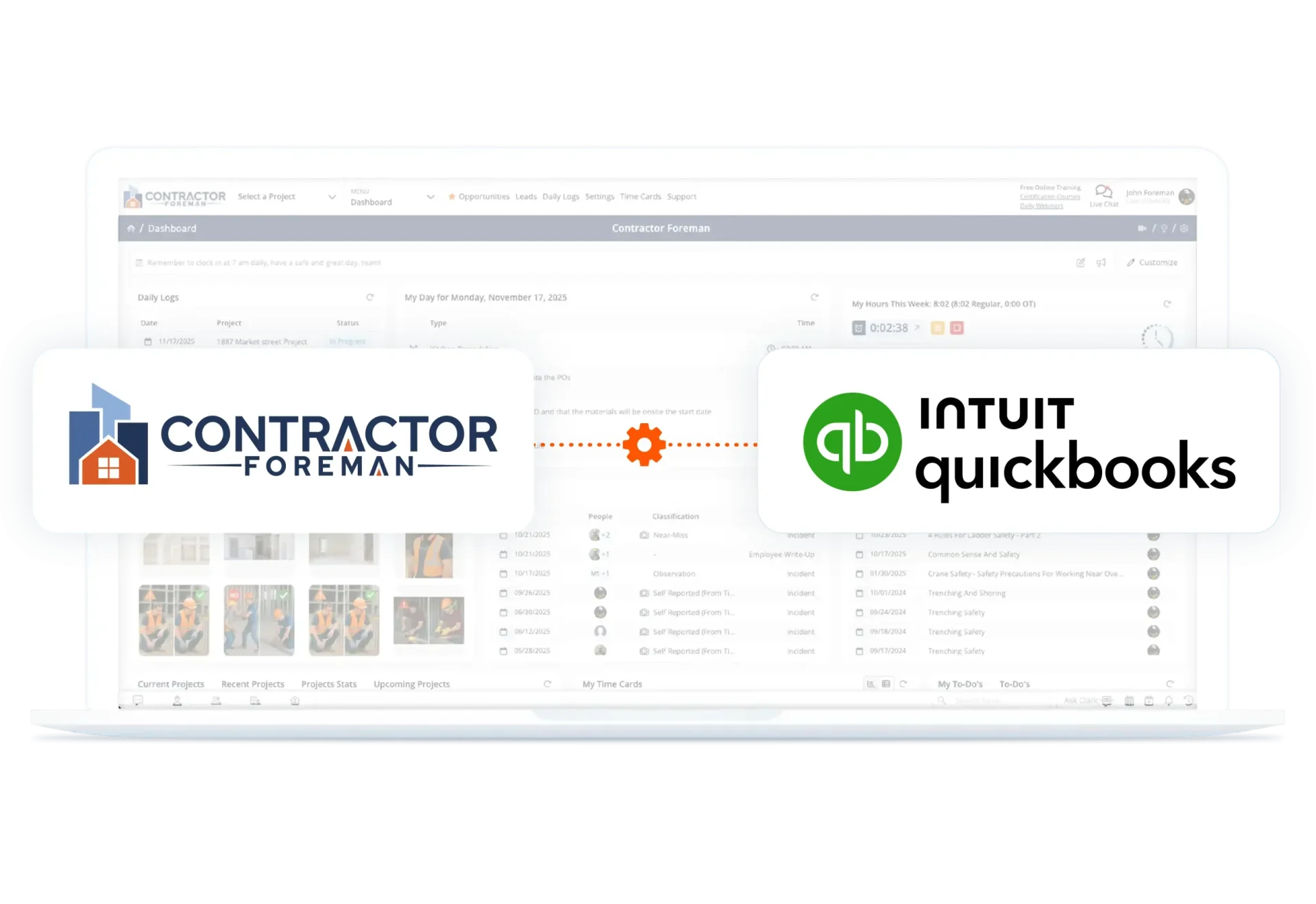 QuickBooks integration tools inside the Contractor Foreman app