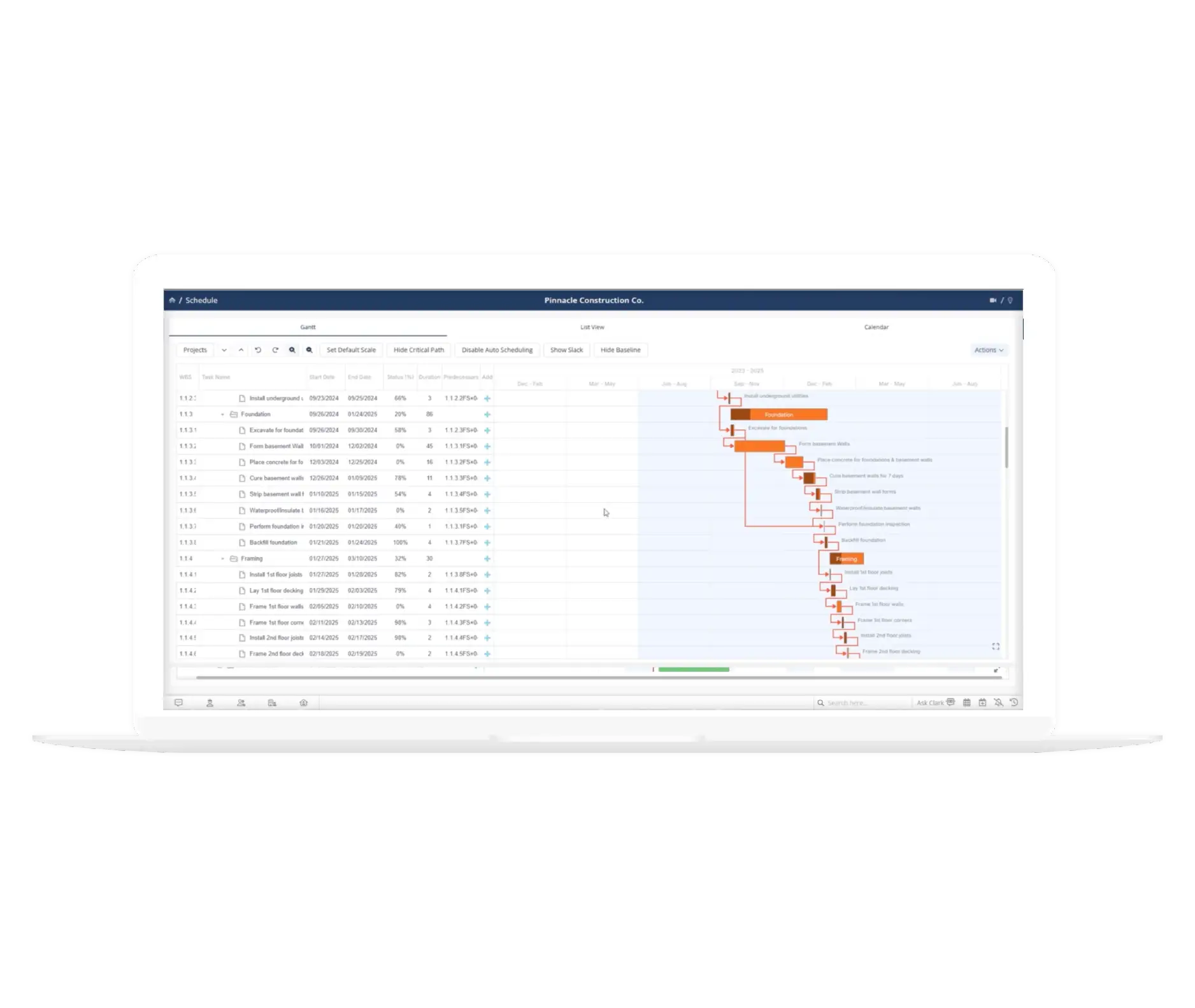 Reviewing scheduling in Contractor Foreman