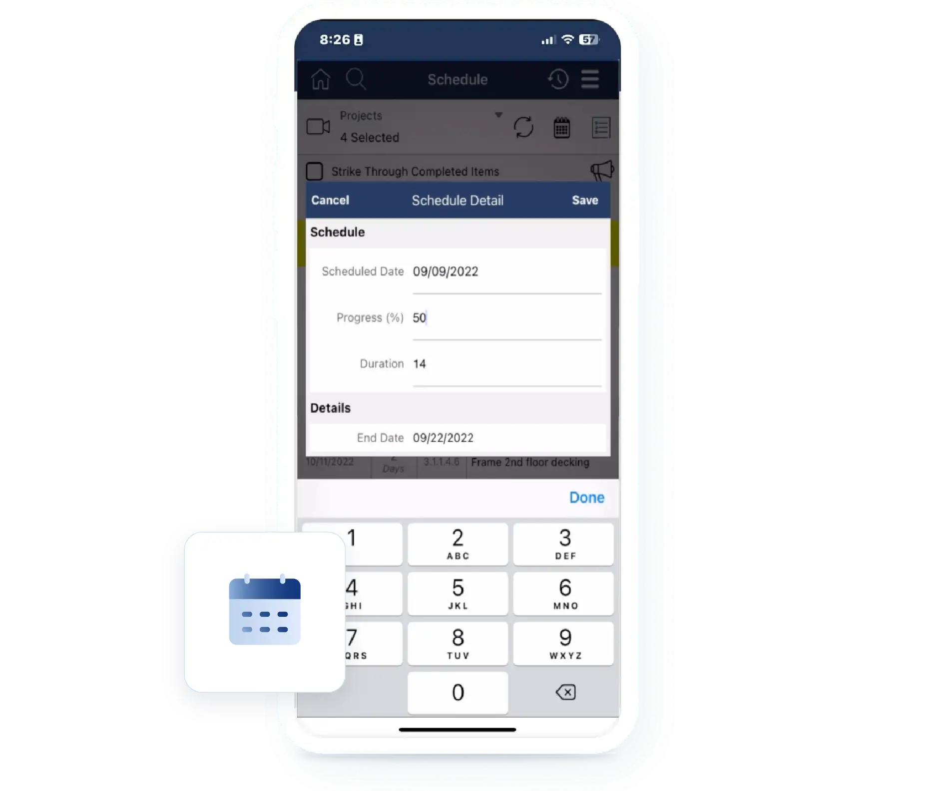 Contractor Foreman displaying scheduling