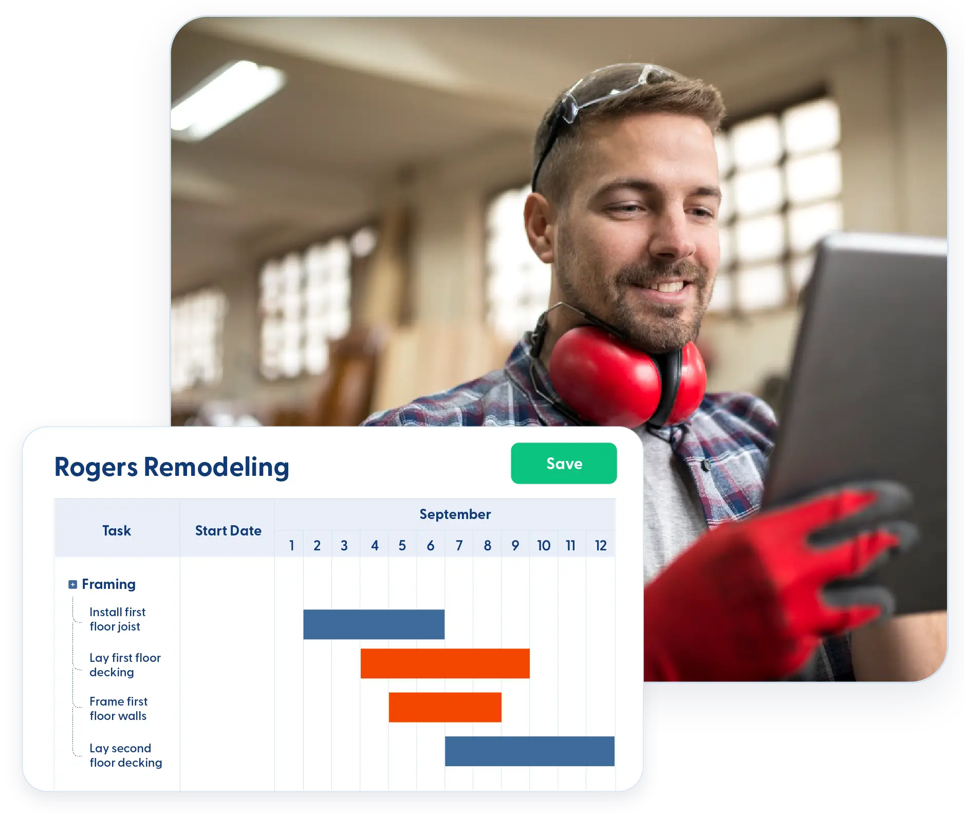 Contractor Foreman scheduling screen